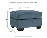 Cashton Blue Sofa, Loveseat, Chair and Ottoman