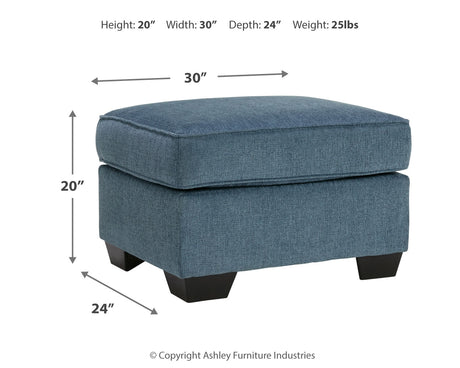 Cashton Blue Sofa Set with Sofa, Loveseat, Chair, and Ottoman