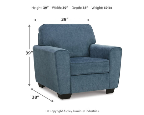 Cashton Blue Sofa Set with Sofa, Loveseat, Chair, and Ottoman