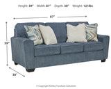Cashton Blue Sofa, Loveseat, Chair and Ottoman