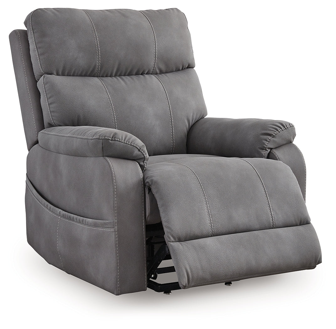 Next-Gen Durapella Slate Microfiber Power Lift Recliner side view