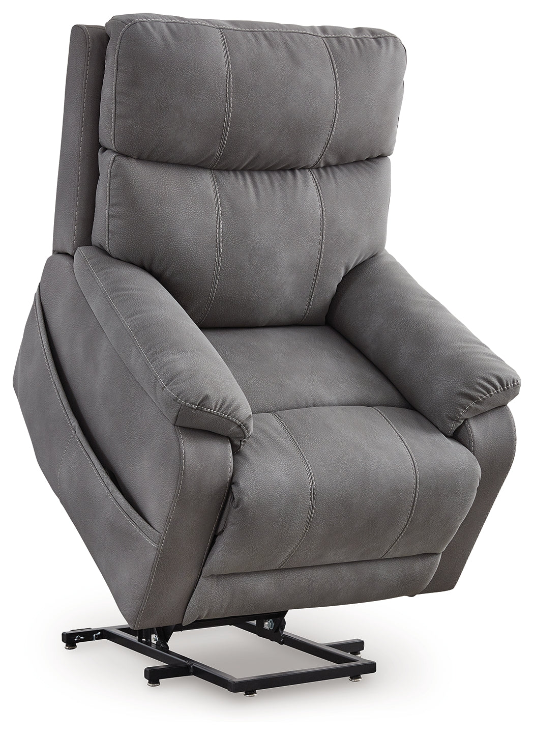 Next-Gen Durapella Slate Microfiber Power Lift Recliner angled view