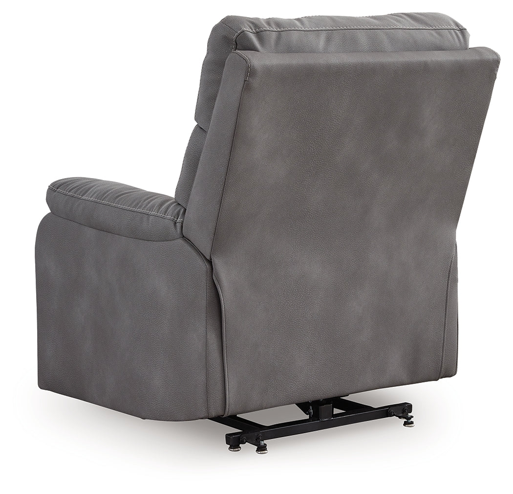 Next-Gen Durapella Slate Microfiber Power Lift Recliner back view