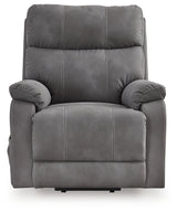 Next-Gen Durapella Slate Microfiber Power Lift Recliner reclining position