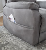 Next-Gen Durapella Slate Microfiber Power Lift Recliner pocket detail