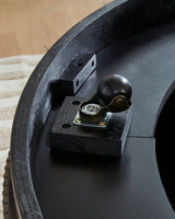Light Brown Faux Stone Coffee Table with Casters — detail view