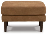 Telora Caramel Microfiber Ottoman head-on view