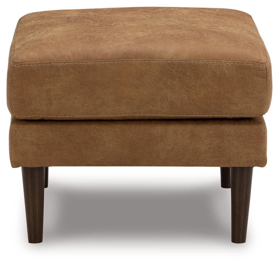 Telora Caramel Microfiber Ottoman side profile