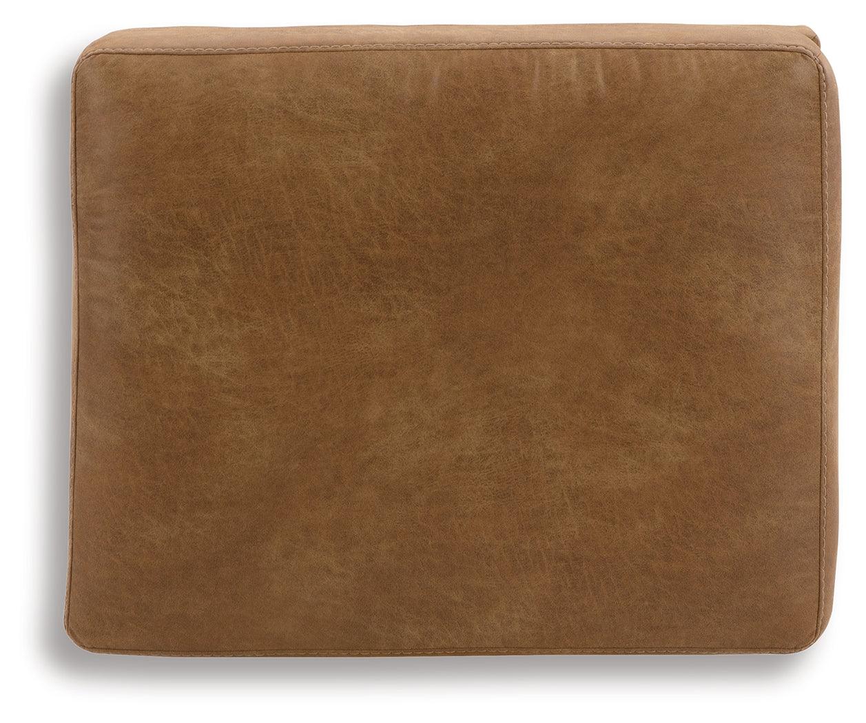 Telora Caramel Microfiber Ottoman top view