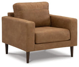 Telora Caramel Microfiber Chair side view