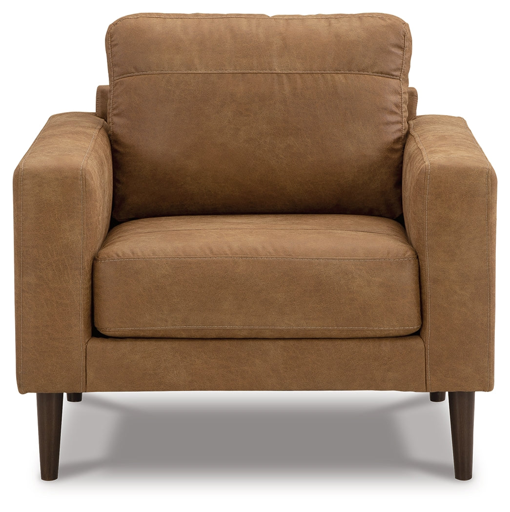 Telora Caramel Sofa, Loveseat, Chair and Ottoman 4-piece set front view