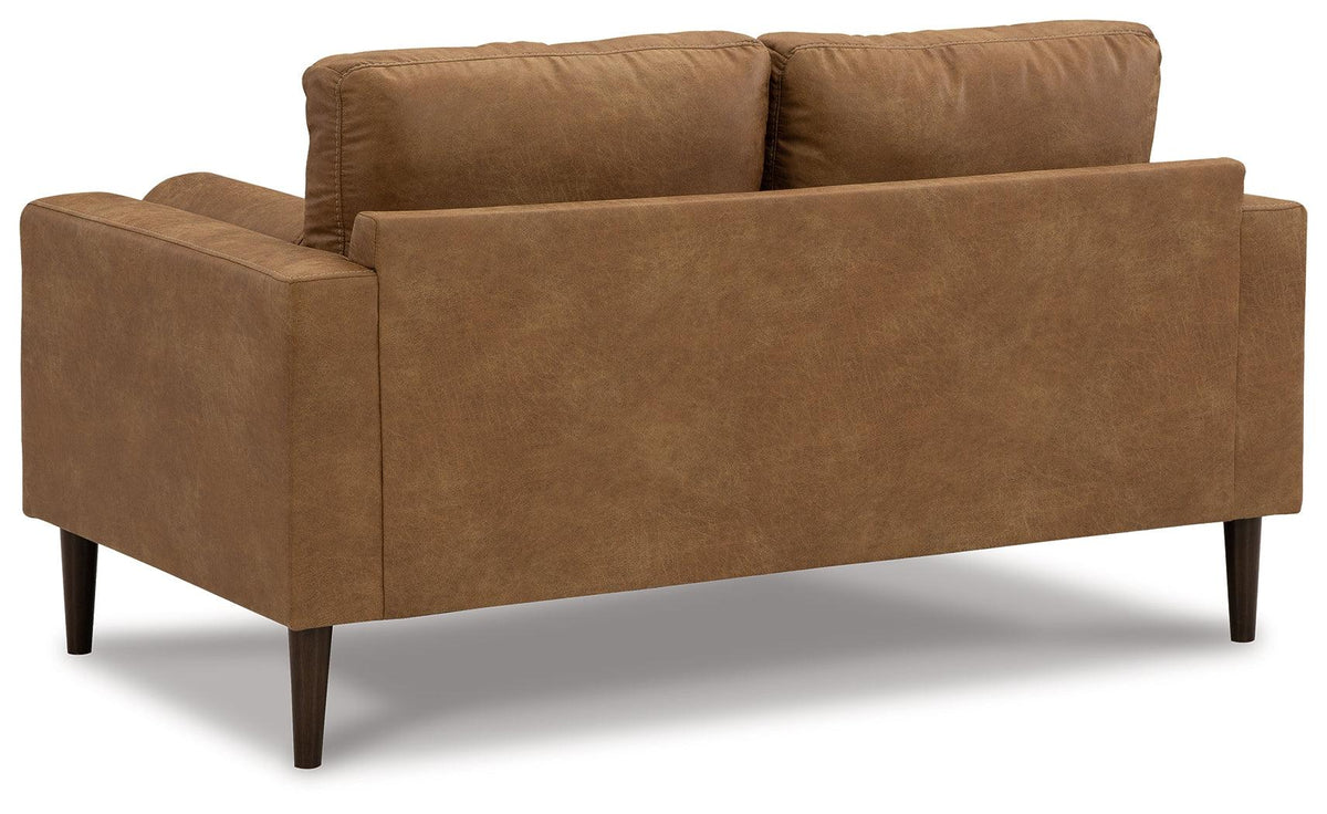 Telora Caramel Microfiber Loveseat back view