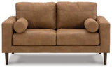 Telora Caramel Microfiber Loveseat front view
