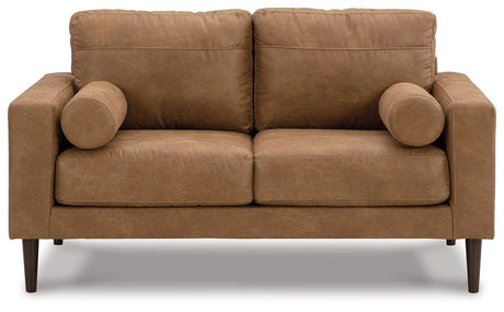 Telora Caramel Microfiber Loveseat front view