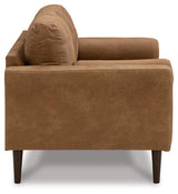Telora Caramel Microfiber Loveseat side view