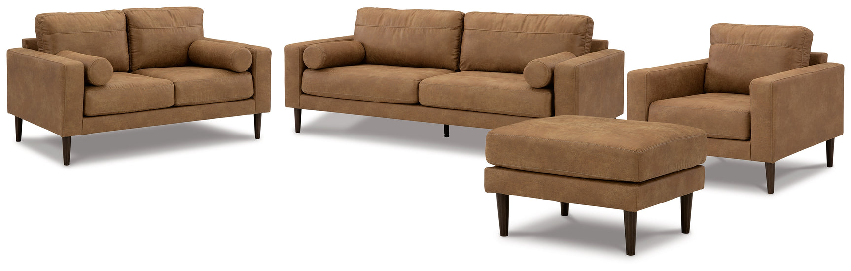 Side view of Telora Caramel Loveseat