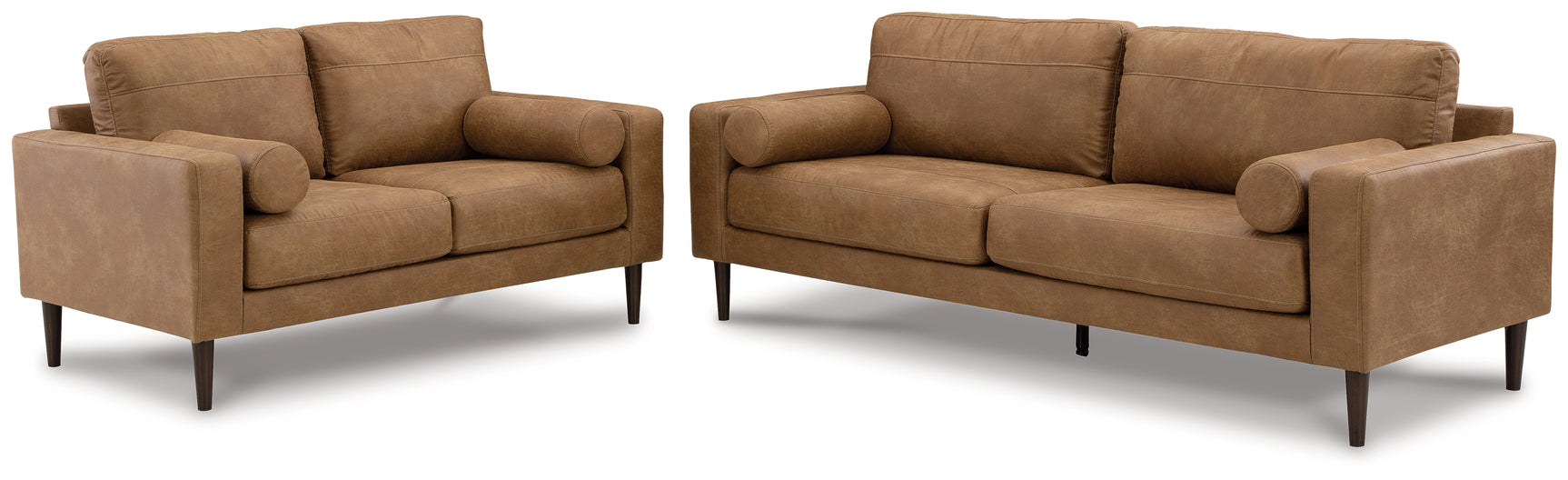 Detail of caramel upholstery on Telora furniture