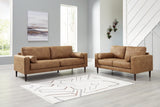 Telora Caramel Sofa, Loveseat, Chair and Ottoman 4-piece set front view