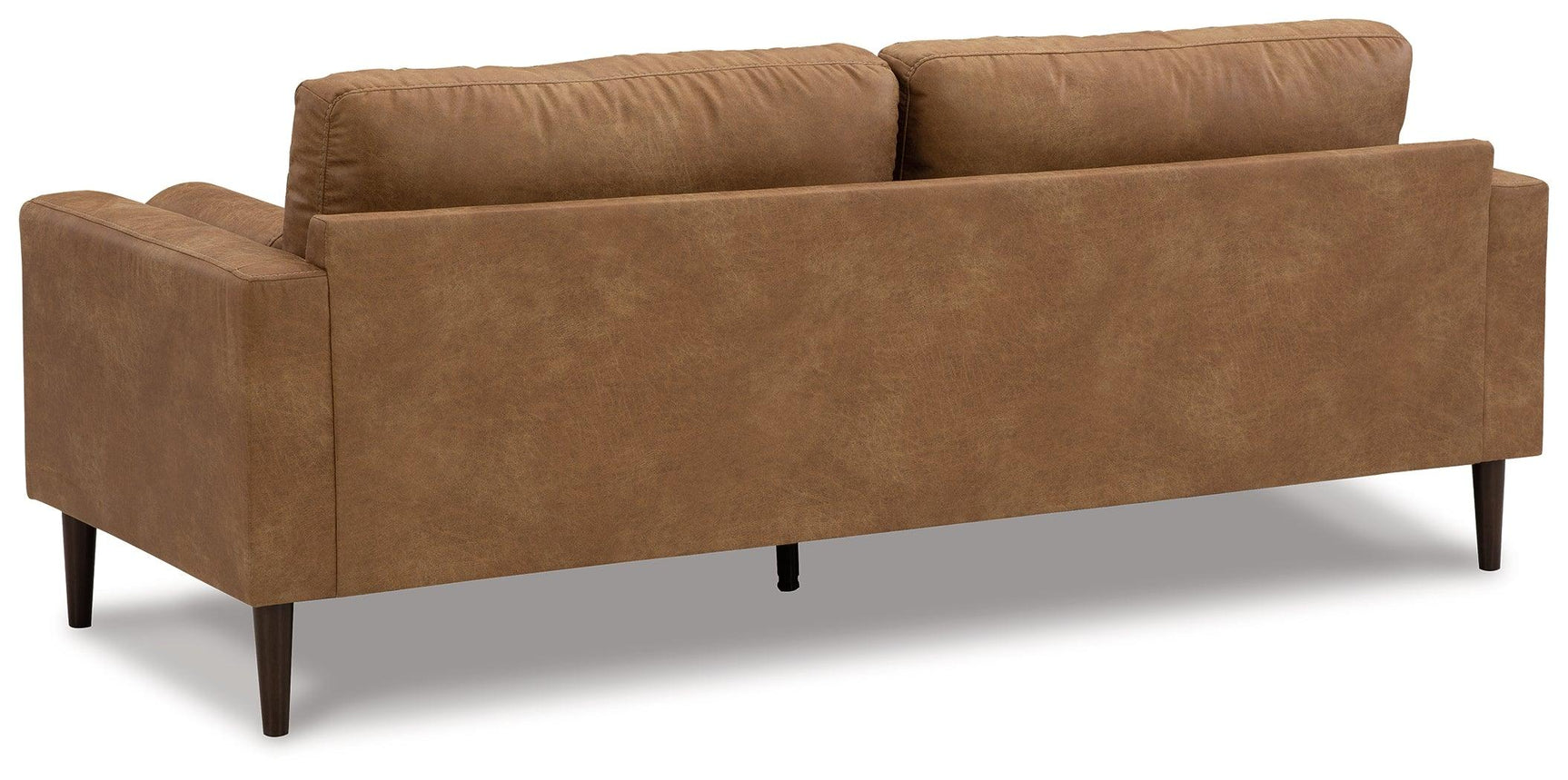 Telora Caramel Microfiber Sofa back side view