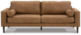 Telora Caramel Microfiber Sofa side view