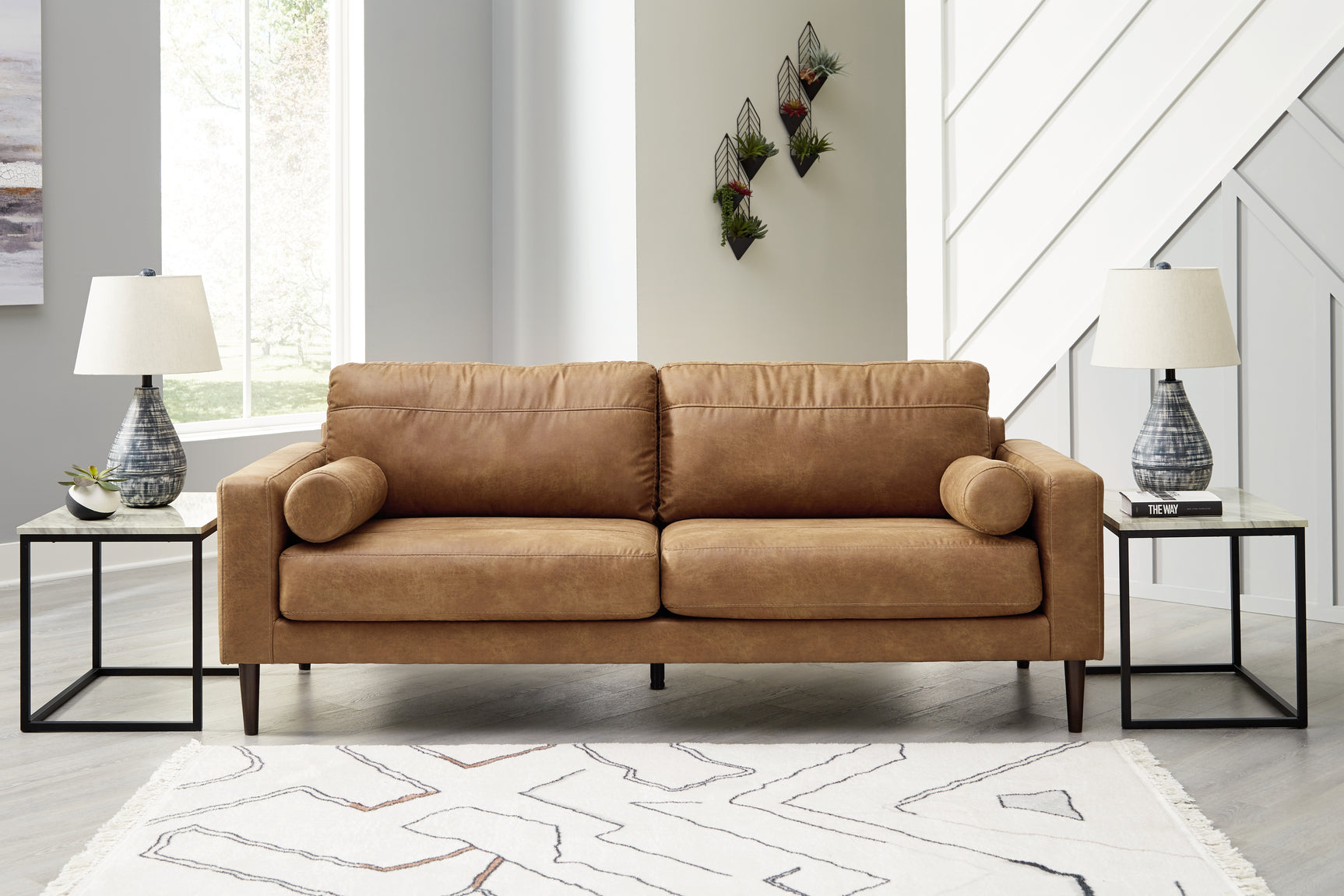Telora Caramel Sofa, Loveseat, Chair and Ottoman 4-piece set front view