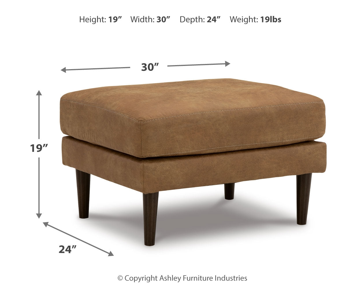 Telora Caramel Sofa, Loveseat, Chair and Ottoman 4-piece set front view