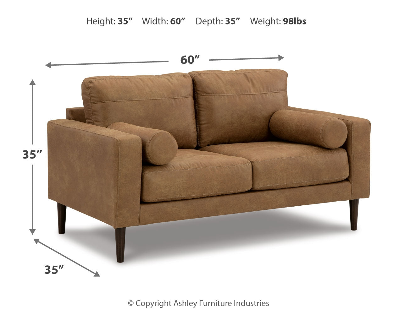 Telora Caramel Sofa, Loveseat, Chair and Ottoman 4-piece set front view