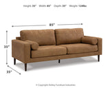Telora Caramel Sofa, Loveseat, Chair and Ottoman 4-piece set front view