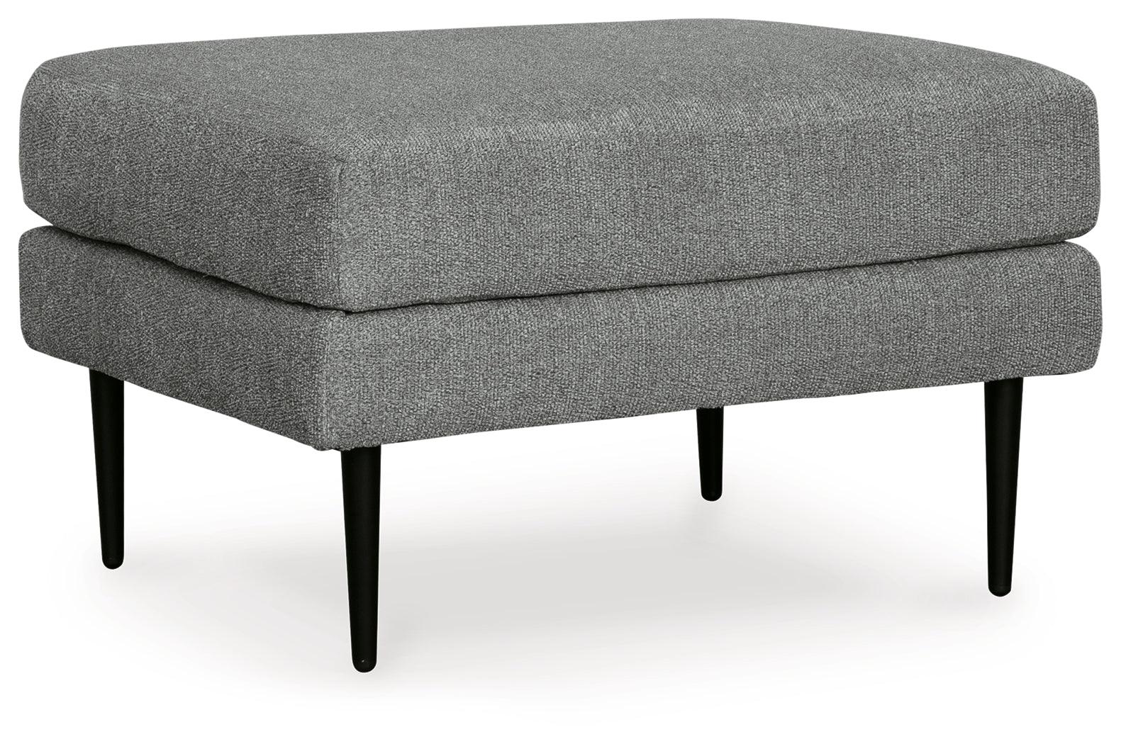 Side view of Hazela Charcoal Chevron Chenille Ottoman