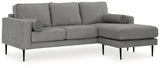 Hazela Charcoal Chenille Sofa Chaise side profile