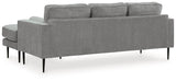 Hazela Charcoal Chenille Sofa Chaise close-up leg detail