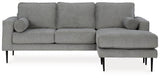 Hazela Charcoal Chenille Sofa Chaise angled side view