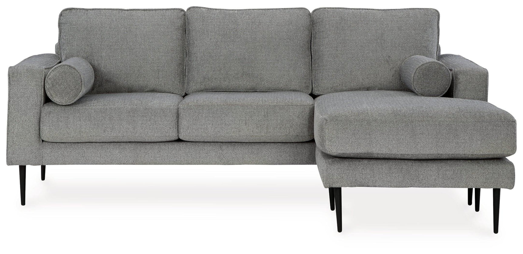 Hazela Charcoal Chenille Sofa Chaise angled side view