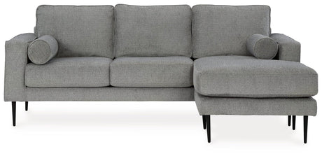 Hazela Charcoal Chenille Sofa Chaise angled side view