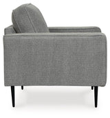 Hazela Charcoal Chenille Chair side profile