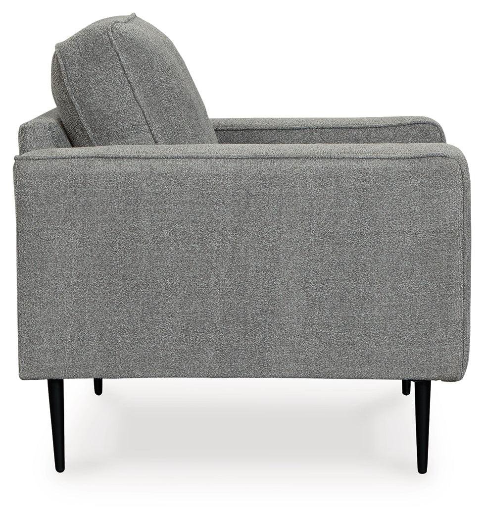 Hazela Charcoal Chenille Chair side profile