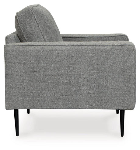 Hazela Charcoal Chenille Chair side profile