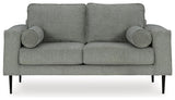 Hazela Charcoal Chenille Loveseat close-up on cushions