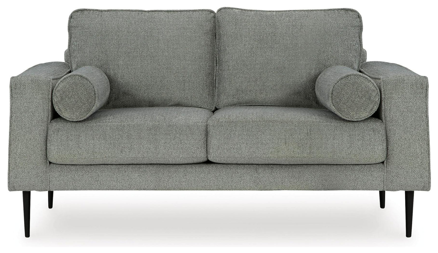 Hazela Charcoal Chenille Loveseat close-up on cushions