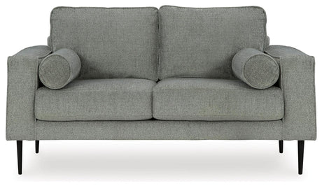 Hazela Charcoal Chenille Loveseat close-up on cushions