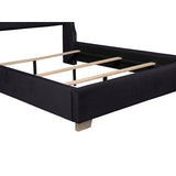 Low-profile frame of Jacklyn Queen Bed with storage access