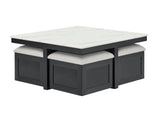 Marta Coffee Table with 4 Storage Ottomans view 2