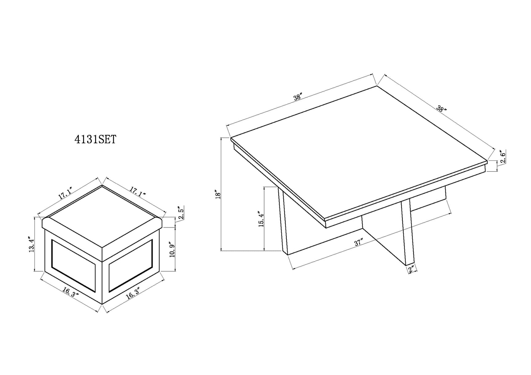 Marta Coffee Table with 4 Storage Ottomans view 5