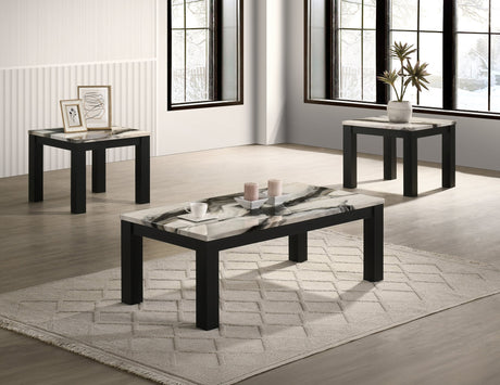 Ivy 3-Piece Faux Marble Brown Coffee Table Set from Decor Furniture