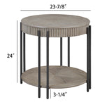 Angled view of Providence Gray end table with gray finish