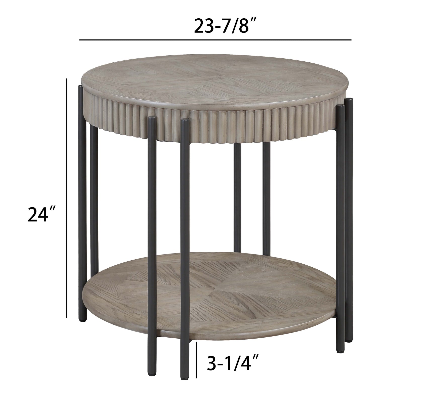 Angled view of Providence Gray end table with gray finish