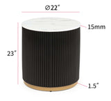 End table showing black finish and height
