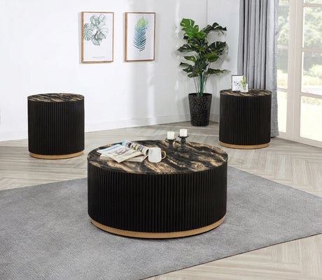 Kara 3-Piece Coffee Table Set in Gold and Black from Decor Furniture