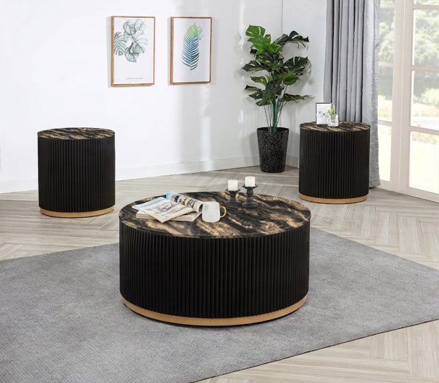 Kara 3-Piece Coffee Table Set in Gold and Black from Decor Furniture