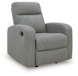 side view of Gauntlet Sterling Chenille Recliner chair